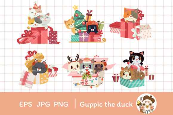 Download Cat with Giftbox Clipart - Art Collection