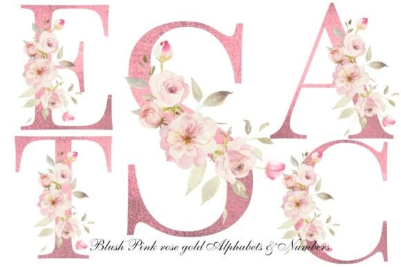 Download Blush Pink Rose Floral Alphabet Clipart - Art Collection