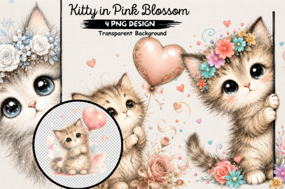 Download Kitty in Pink Blossom,Clipart PNG,Kitten - Art Collection