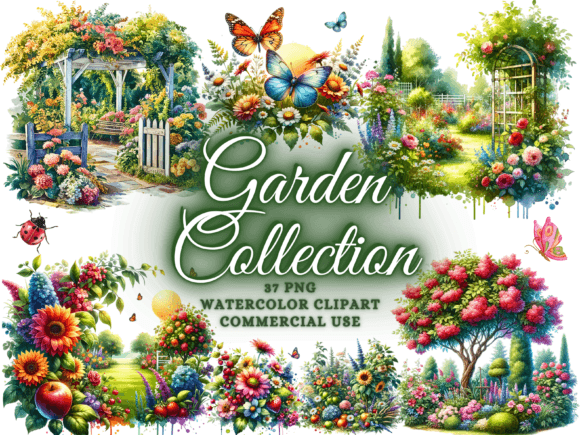 Download Watercolor Garden Clipart - Garden Png - Art Collection