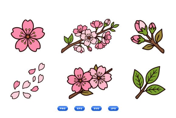 Download Cute Cherry Blossom Clipart Set - Art Collection