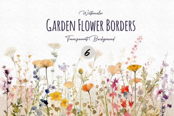 Download Watercolor Garden Flower Border Cliparts - Art Collection
