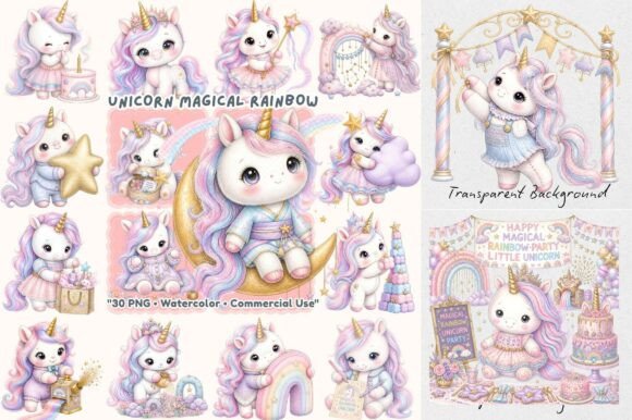 Download Magical Rainbow Unicorn Watercolor PNG - Premium Resources