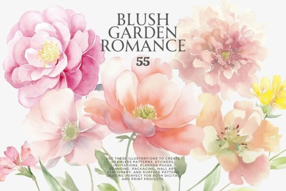 Download Blush Garden Romance Clipart Set - Art Collection