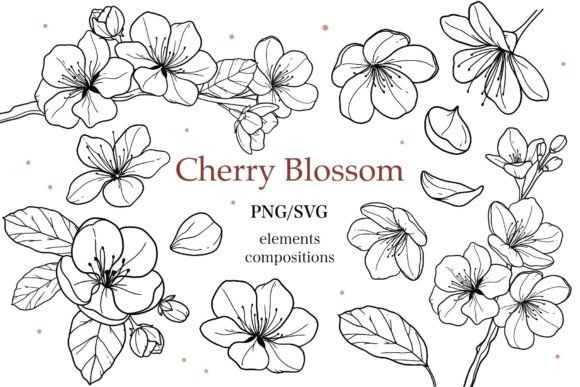 Download Cherry Blossom Clipart SVG PNG - Art Collection