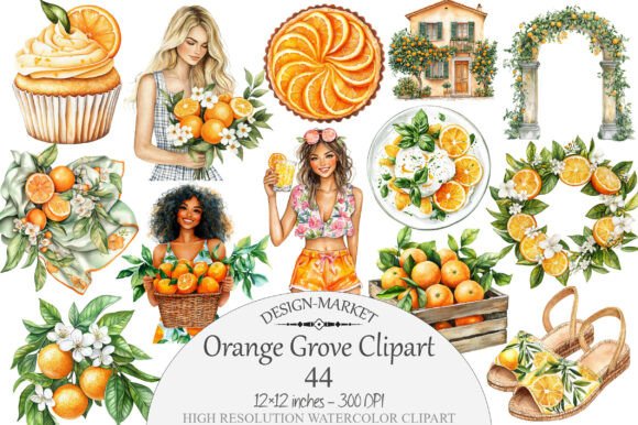 Download Watercolor Orange Grove Clipart - Art Collection