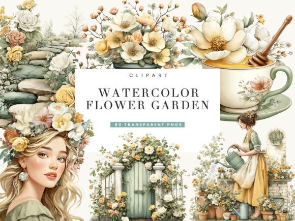Download Watercolor Flower Garden Clipart Bundle - Art Collection