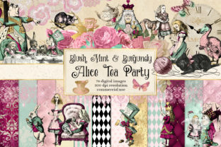 Download Blush Mint and Burgundy Alice Tea Party - Art Collection
