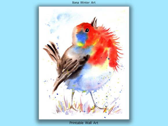 Download Watercolor Robin Printable Wall Art - Art Collection