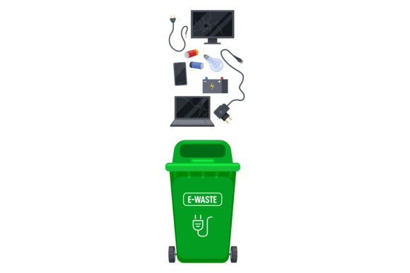 Download Electronic Waste Can. Sorted Trash Green - Electronic Collection
