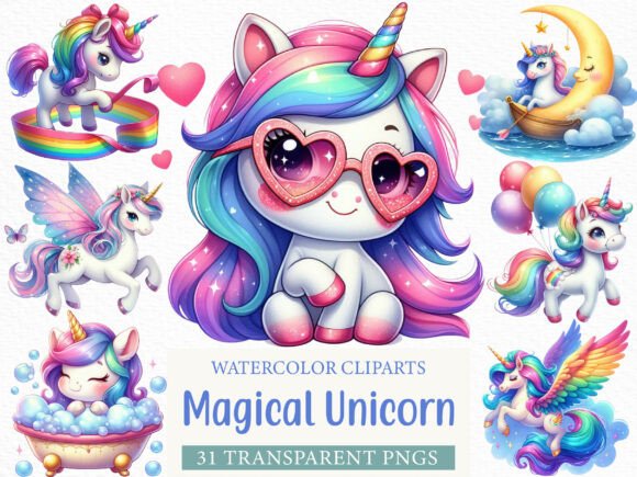 Download Cute Magical Unicorn Clipart - Art Collection