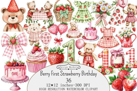 Download Berry First Strawberry Birthday Clipart - Art Collection
