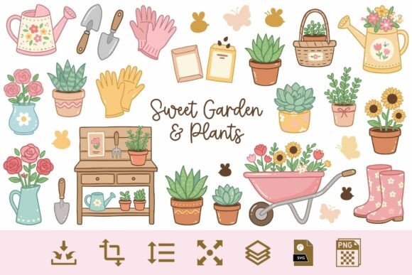 Download Sweet Garden Clipart PNG &amp; SVG Bundle - Art Collection