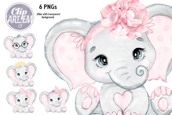Download Blush Pink Girl Elephant Pink Bow 6PNG - Blush Collection