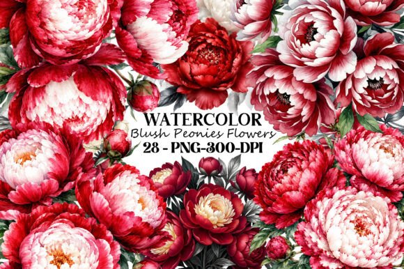 Download Watercolor Blush Peonies Flowers PNG - Blush Collection