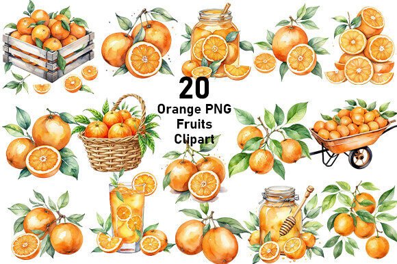 Download 20 Watercolor Orange Fruit's Clipart PNG - Art Collection